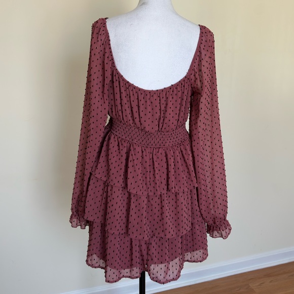 Inspired Hearts • Women’s Polka Dot Tiered Long Sleeve Mini Dress • Size Large - Picture 4 of 8